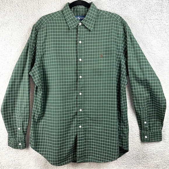 Ralph Lauren Classic Fit Size Large Windowpane Plaid Brown Pony Western Cowboy - Picture 2 of 14